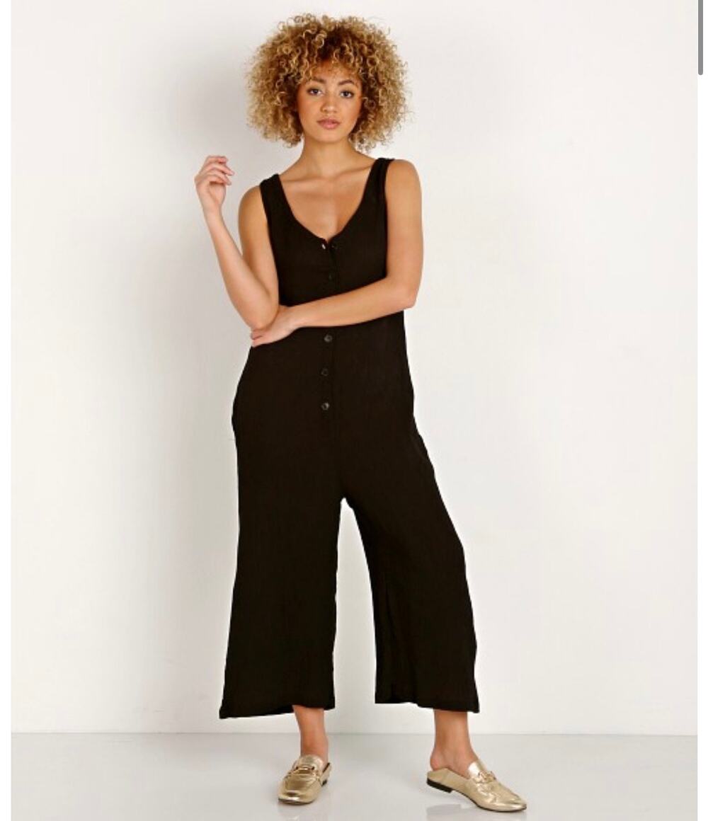 LACAUSA  Elderflower black Size S Women's Jumpsuit Sleeveless NEW